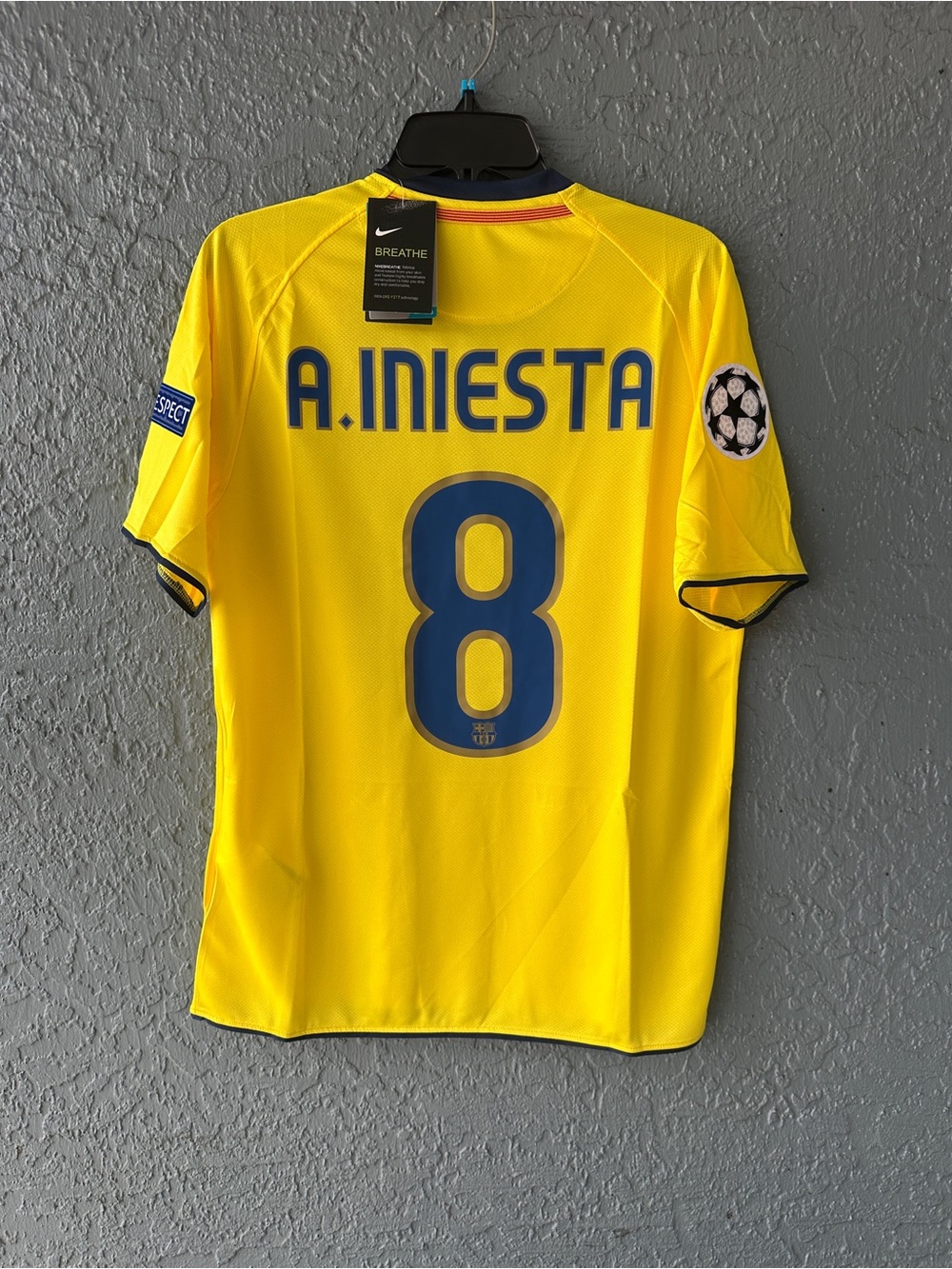 Barcelona Iniesta Yellow 2009 Away Soccer